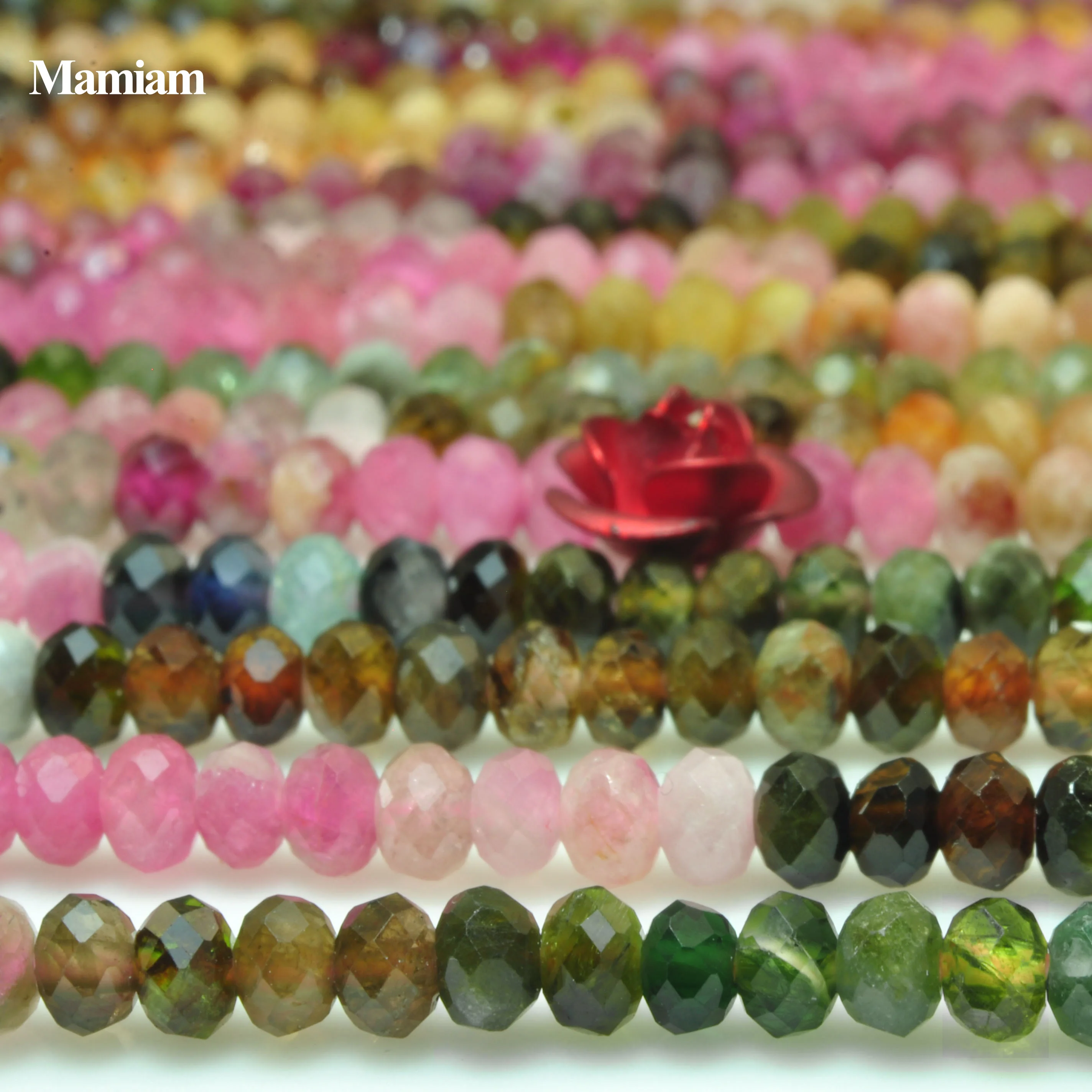 Mamiam Natural AA Colorful Tourmaline Faceted Rondell Bead 1.8x2.7mm 2.8x3.7mm Stone Diy Bracelet Necklace Jewelry Making Design