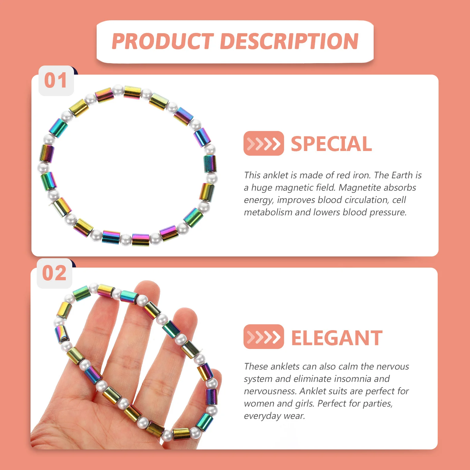 

3Pcs Pearl Anklet Delicate Magnetic Elastic Rope Beachwear Wear-Resistant Foot Chain Anklet Accessory Foot Chain