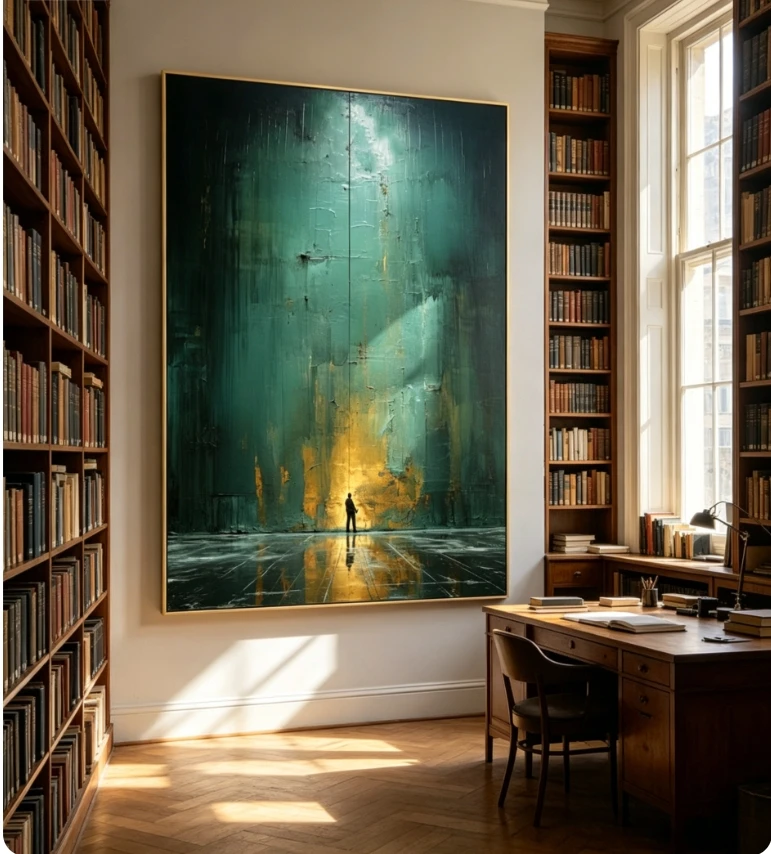 Abstract Green Canvas Painting:Canvas Wall Print, Modern Art Illustration, High‑Grade Home Decoration Artwork for Bedroom Living