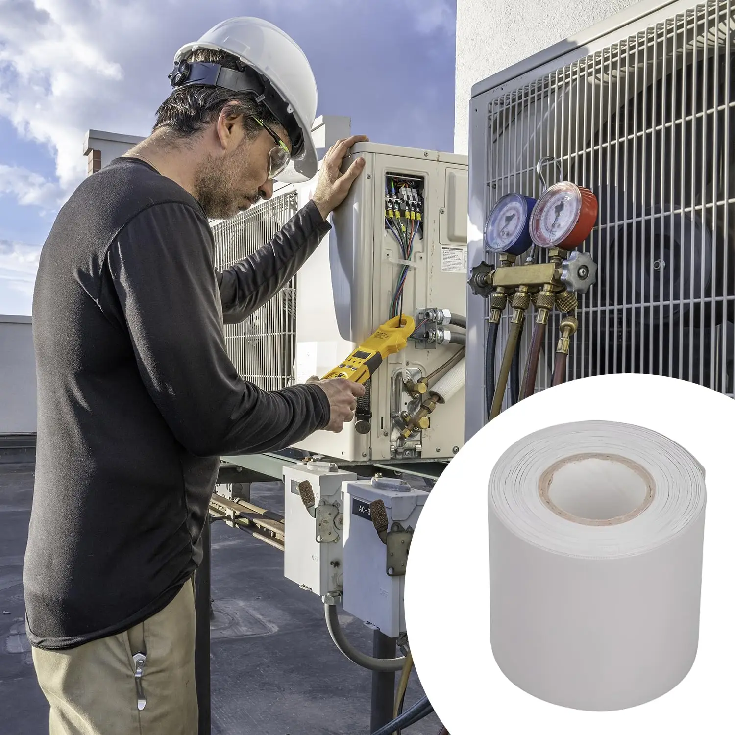 White PVC Air Conditioner Pipe Wrap Tape UV Resistant Waterproof Insulation Tape For AC Copper Pipe Outdoor Protection