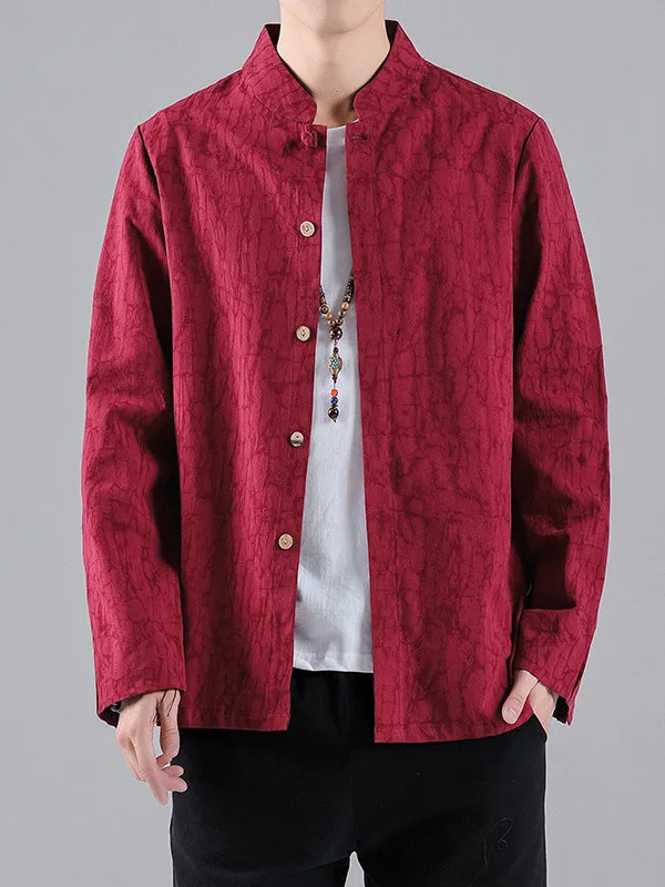 

Мужская длинная рубашка-сорочка из хлопка и льна с цветочной вышивкой в стиле ретро, костюм Тан, большие размеры, льняной жакет для мужчин