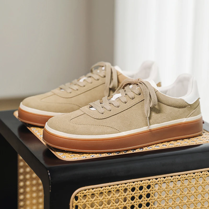 Unisex Retro German Trainer Shoes White Spliced Casual Sneakers Gum Sole Vintage Lace Up Daily Board Footwear