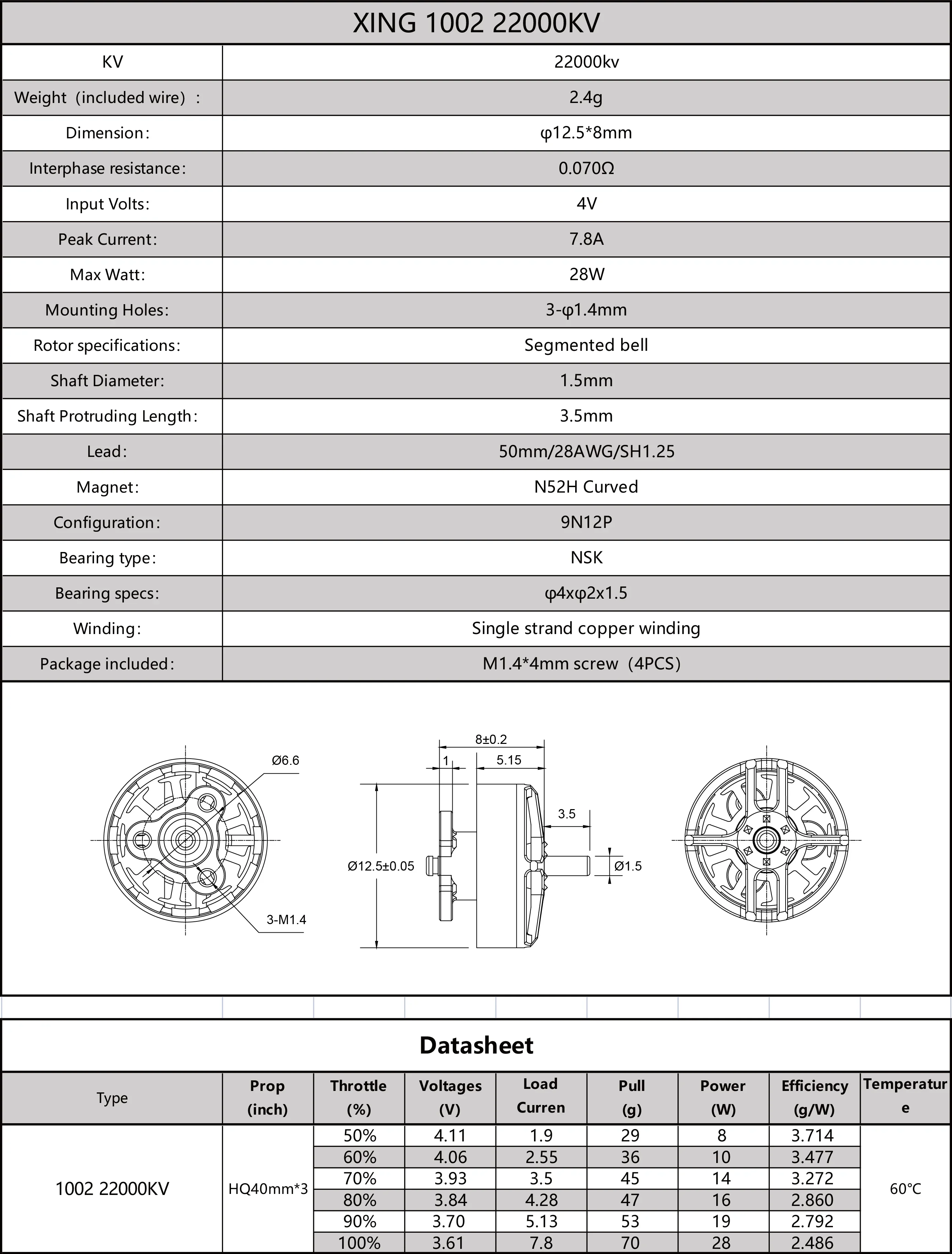 محرك iFlight XING 1002 FPV Motor 19000KV / 22000KV مع عمود 1.5 مم لقطع غيار FPV