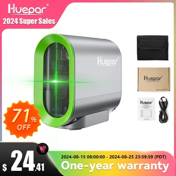 Huepar 2 Lines Self Leveling Laser Level with Rechargeable Li-ion Battery Green Beam Cross Line Pulse Mode and Tripod Laser Tool