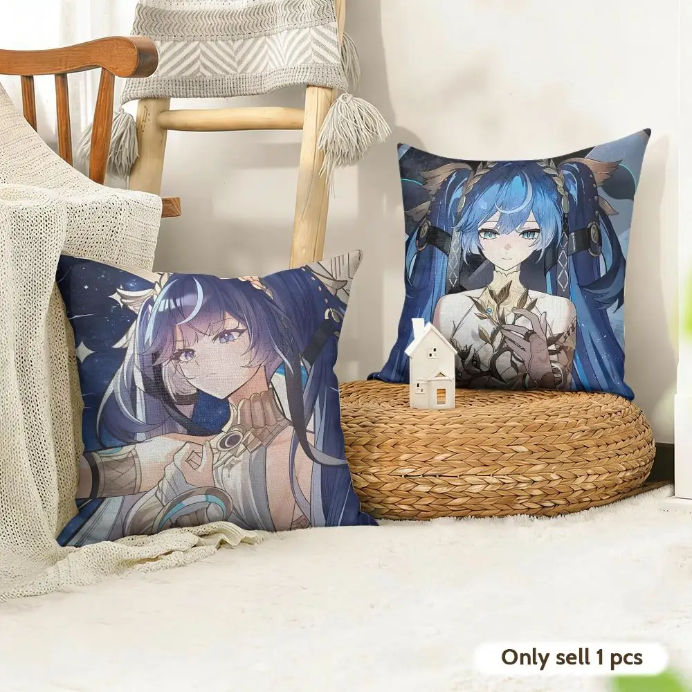 IUNO W-Wuthering Waves Cushion Cover Organic Linen Square Pillow Case Durable Non-Allergenic And Kind To Skin