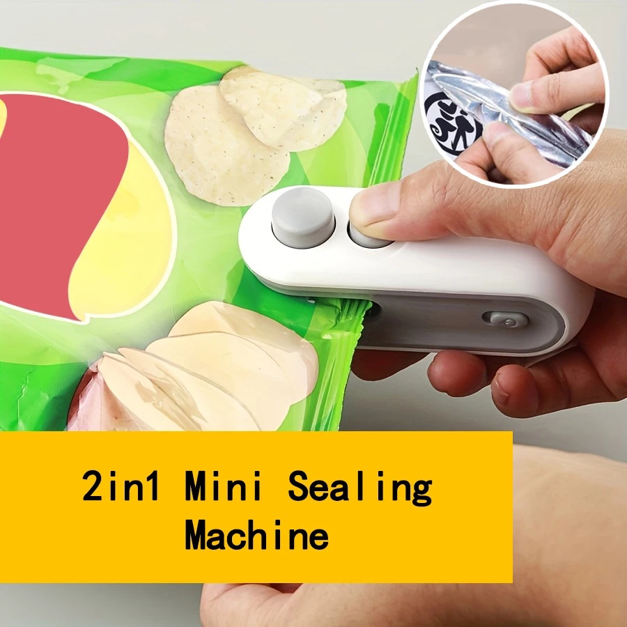 Mini Portable Electric Sealing Machine, 2-in-1 Household Rechargeable Sealing Machine, Vacuum Preservation Sealing Machine