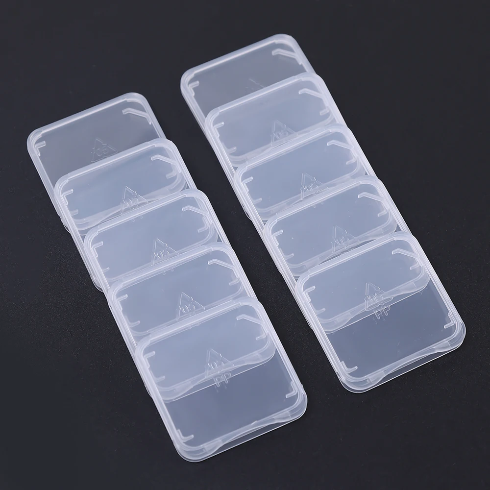 10Pcs SD Memory Card Case Transparent Storage Boxes Clear Plastic Case Holder Protector Prevent Dirt Memory Card Storage Boxes