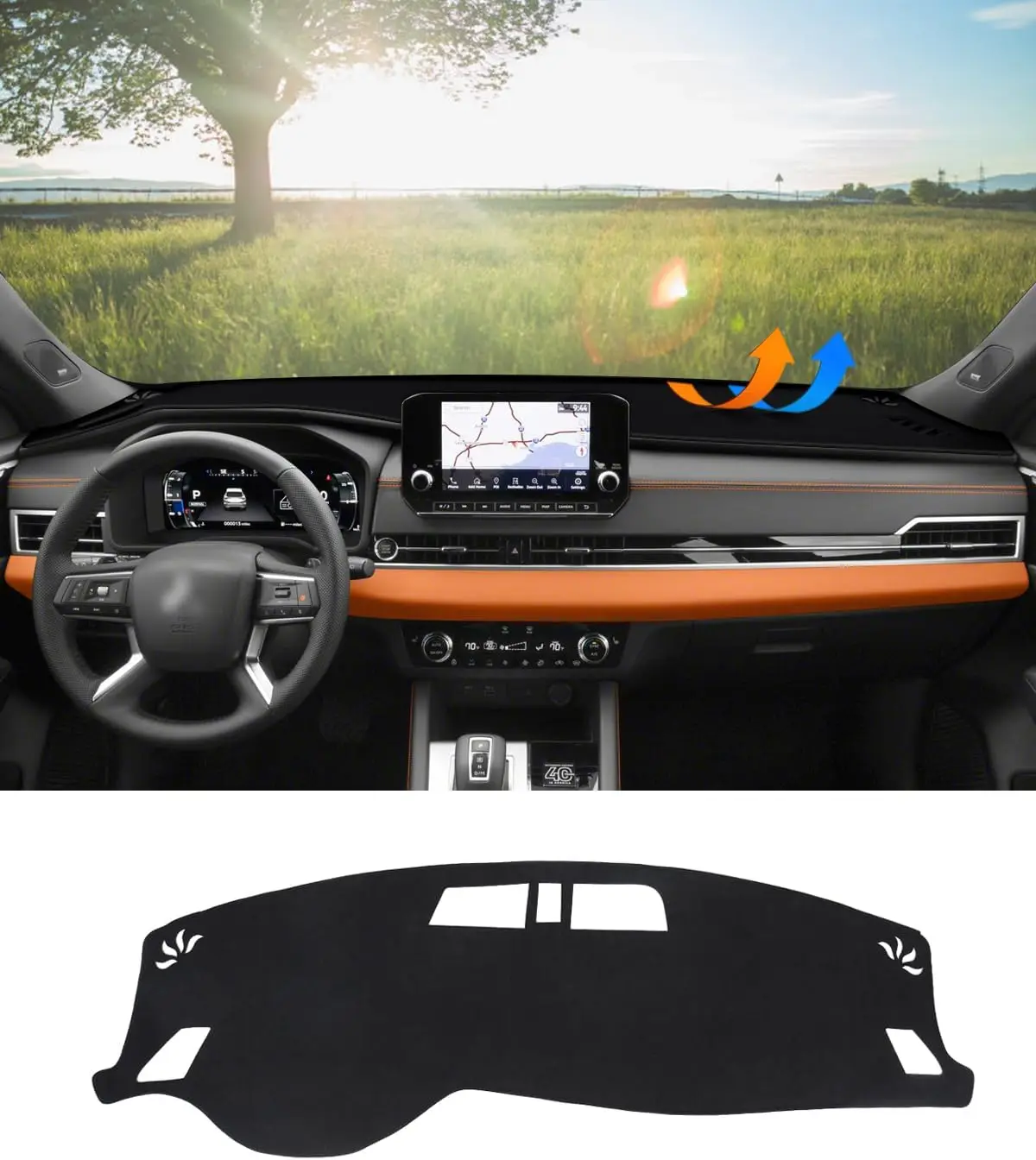 

Крышка приборной панели для Mitsubishi Outlander ES/SE/SEL/PHEV 2022-2025, аксессуары, черный фланелевый чехол для приборной панели, коврик для приборной панели автомобиля, УФ-солнце