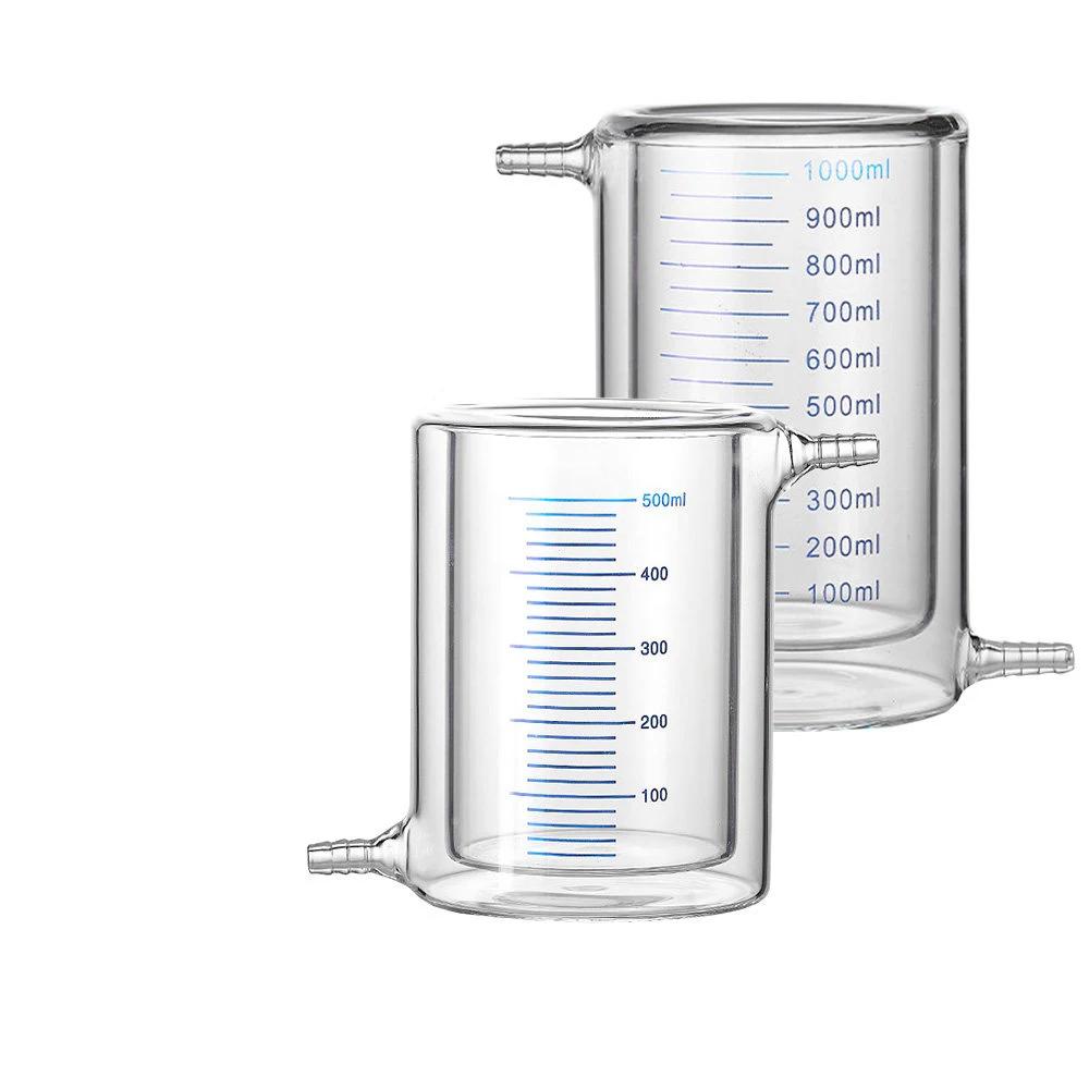 Double-jacketed beaker with scale, high borosilicate glass 10/25/50/100/150/250/500/1000/2000ml photocatalytic reactor