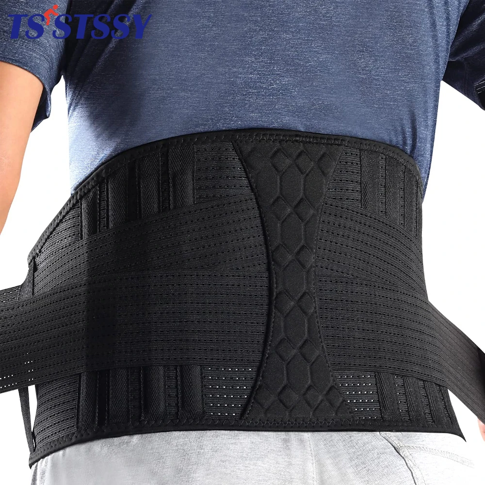 

Strong Lumbar Support Belt Breathable Lower Back Compression Brace for Men Women Lifting, Herniated Disc, Sciatica, Pain Relief