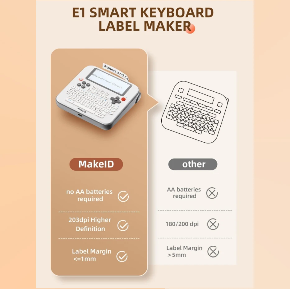 Imagem -03 - Recarregável Makeid Label Maker Máquina Bluetooth Imprime mm mm 12 mm e1