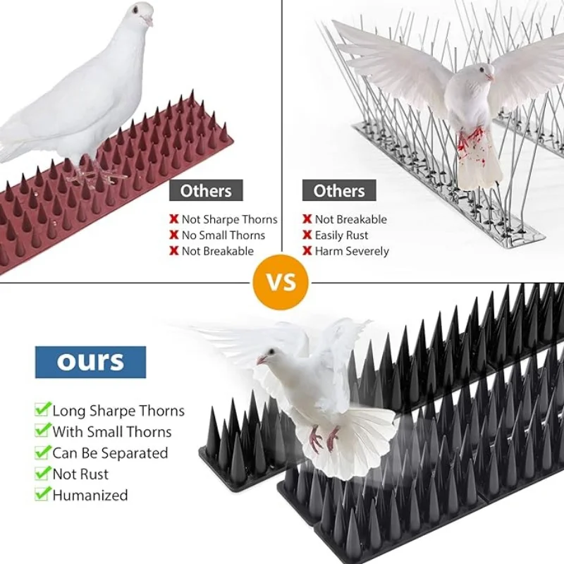 Gardening Bird Repellent Mat Fence Wall Spikes Bird Spikes Burglar Anti Cat Climb Anti-Bird Deterrent Spikes Straps Yard Supply