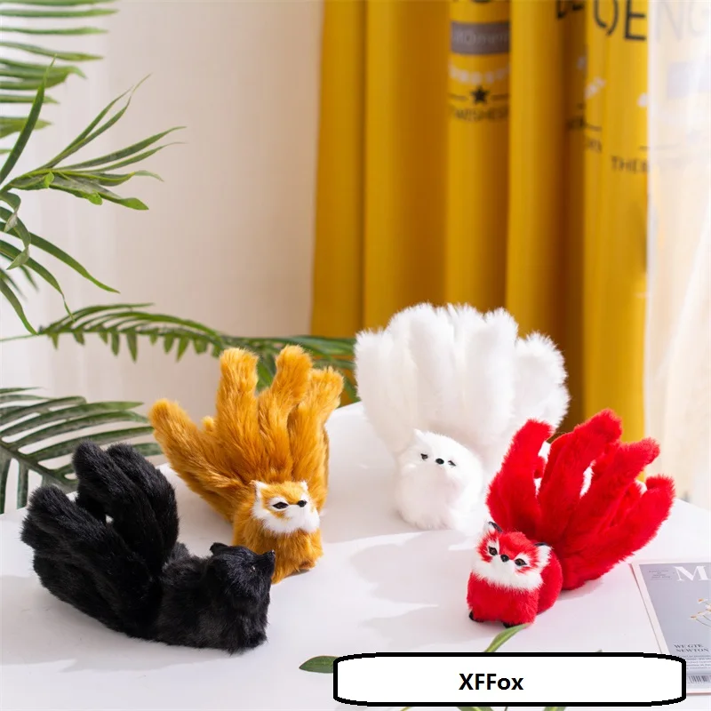 new simulation lovely nine-tail plastic&fur fox model home decoration gift about 21x7m xf2791