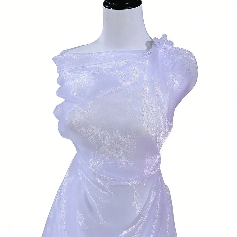 100X150cm Organza Mesh Fabric Colorful Lightweight Sheer Organza Fabric Glossy Smooth Tulle Gauze Fabric Wedding Dress