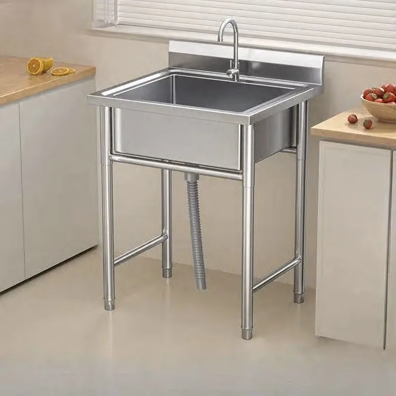 

Modern Stainless Steel Kitchen Sinks for Restaurant Floor-standing Large Capacity Sinks Simple Kitchen Accessories for Home