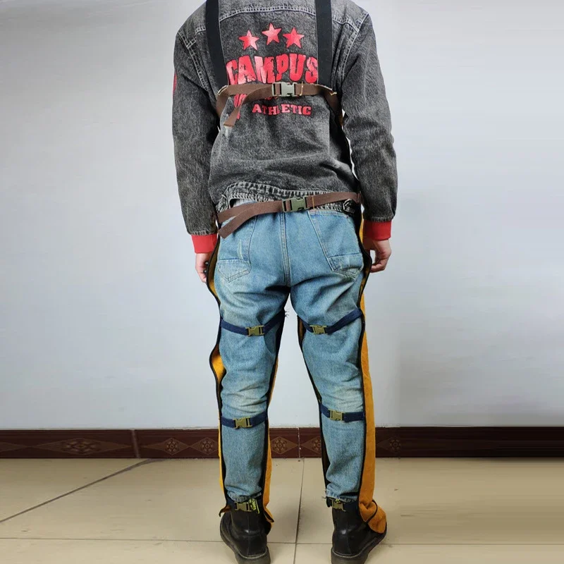 Fire-proof Duty Welding Protective Wear-resistant Insulation Welder Heat Cowhide Safety Leather Heavy  Apron Overalls