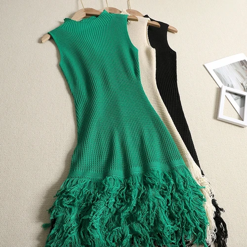 YuooMuoo elegante moda Sexy paquete caderas Mini vestido con borlas mujeres diseñador ceñido al cuerpo vestido de fiesta Estilo de vacaciones señora Vestidos de playa