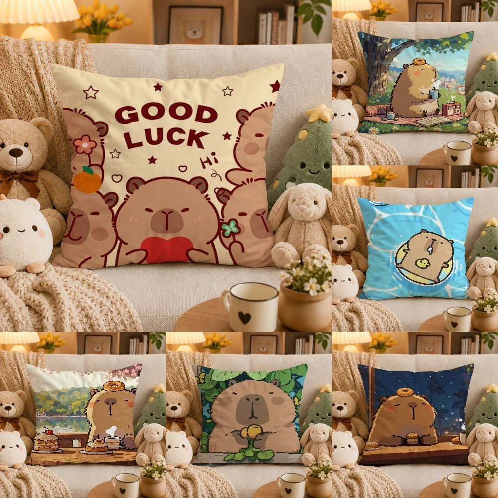 Cute capybaraPillow Case Plush Pillow Cases Home Decoration Pillow Cover for Sofa Bed Chair Living Room