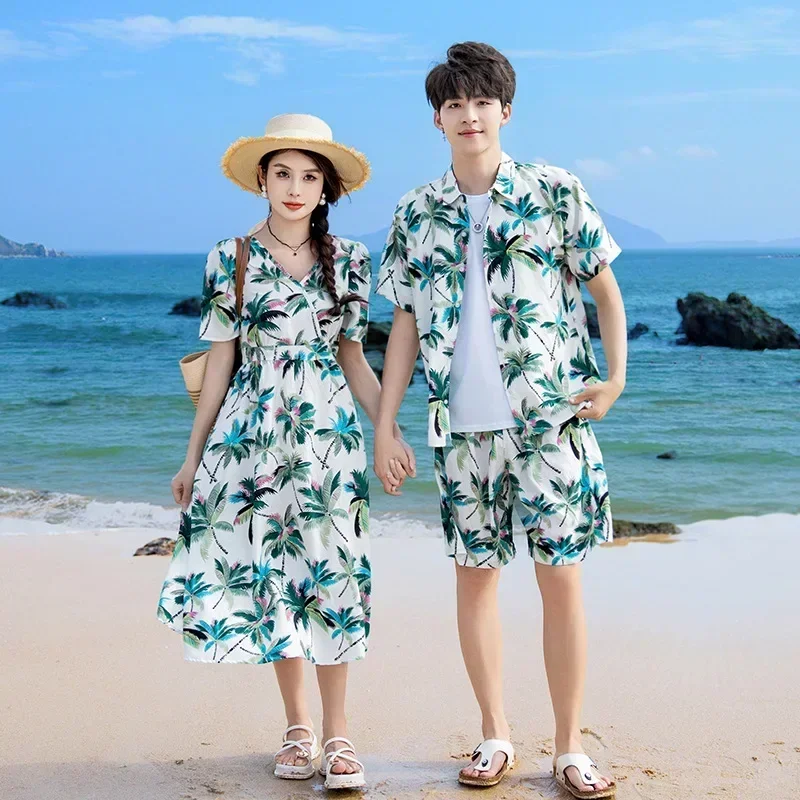 Vacation Couple Look Parent-childClothing Mom Daughter Dress Dad Son Outfits Beach Clothes for Sister Brother Family Matching