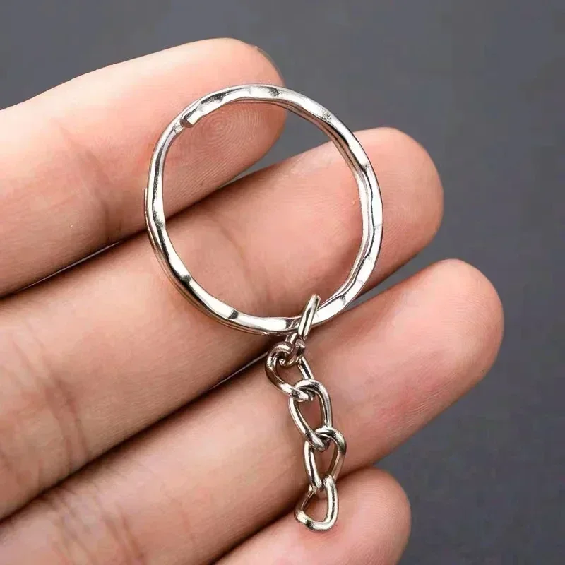 Versilberter Metall-Schlüsselanhänger mit Splitring, Schlüsselhalter für Damen und Herren, DIY Schlüsselketten, Schlüsselring 2027 – Detail 4