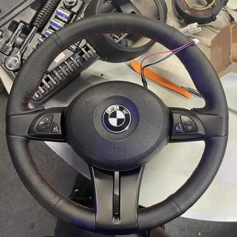 

Для BMW Z4 E83 E85 E86 2003-2008 ручная работа черный из натуральной кожи противоскользящий износостойкий чехол на руль автомобиля