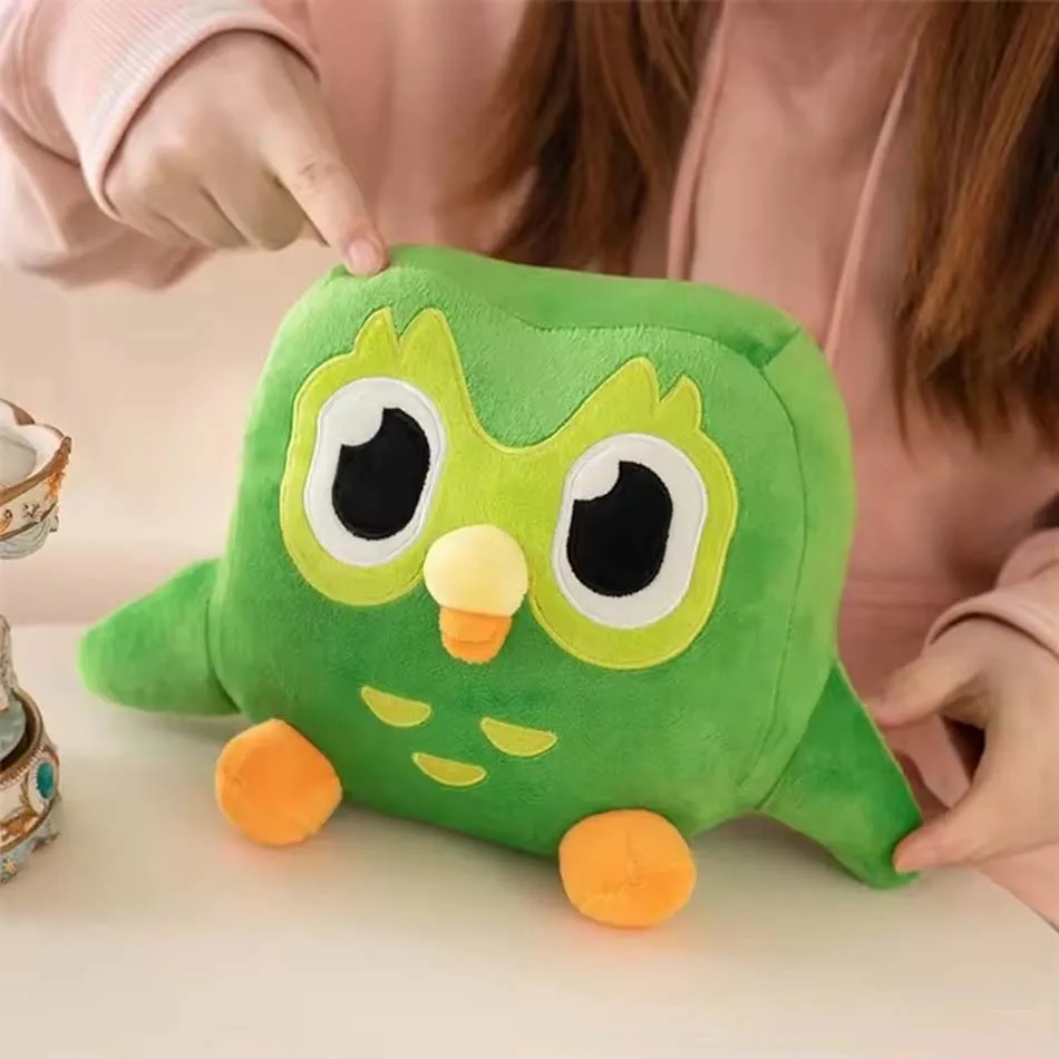 Grünes Duolingo-Eulen-Plüschtier, Duo-Plüschtier, Duo, die Eule, Cartoon-Anime-Eulenpuppe, weiches Stofftier, Kindergeburtstagsgeschenk