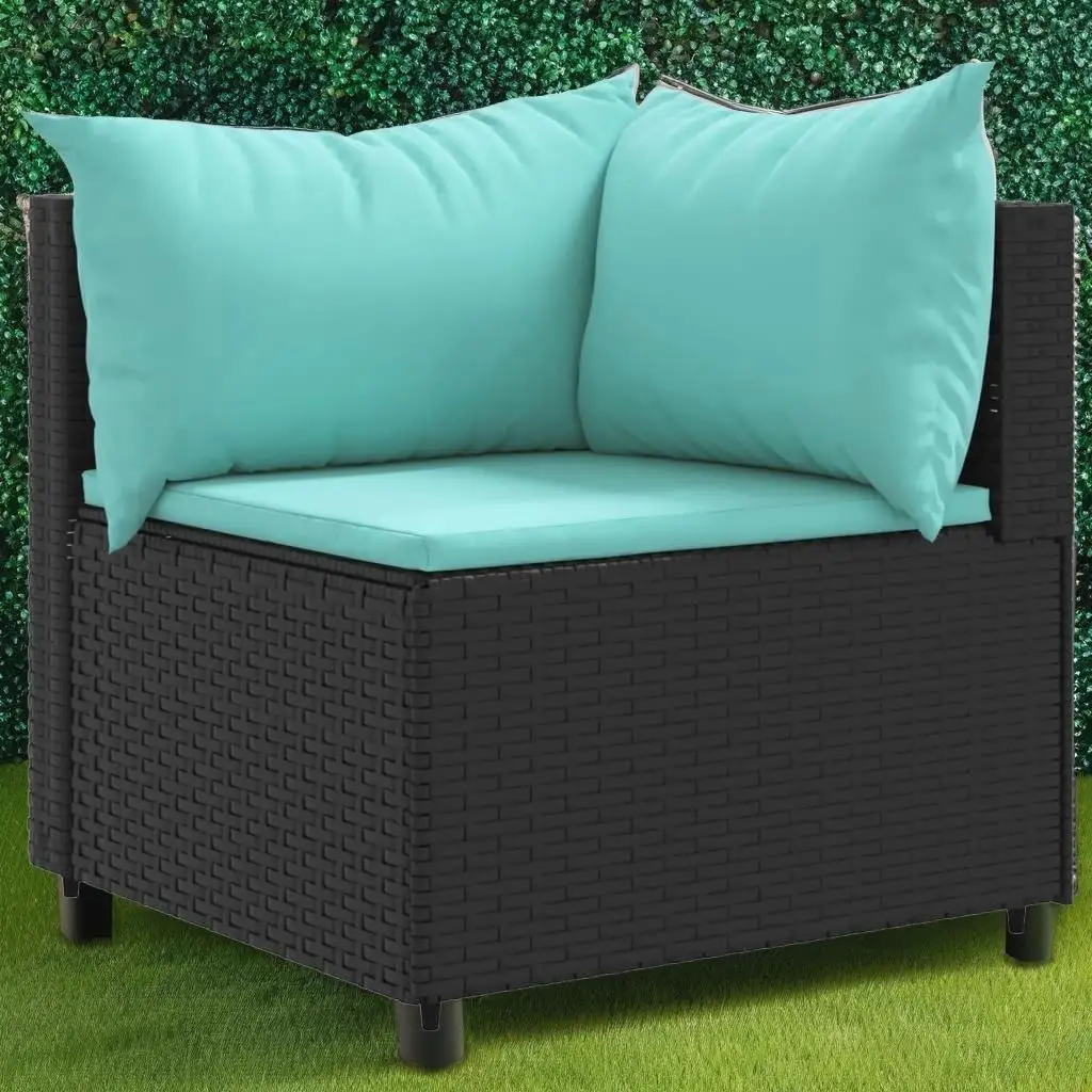 5-Piece Black Poly Rattan Patio Lounge Set with Cushions for Outdoor Relaxation