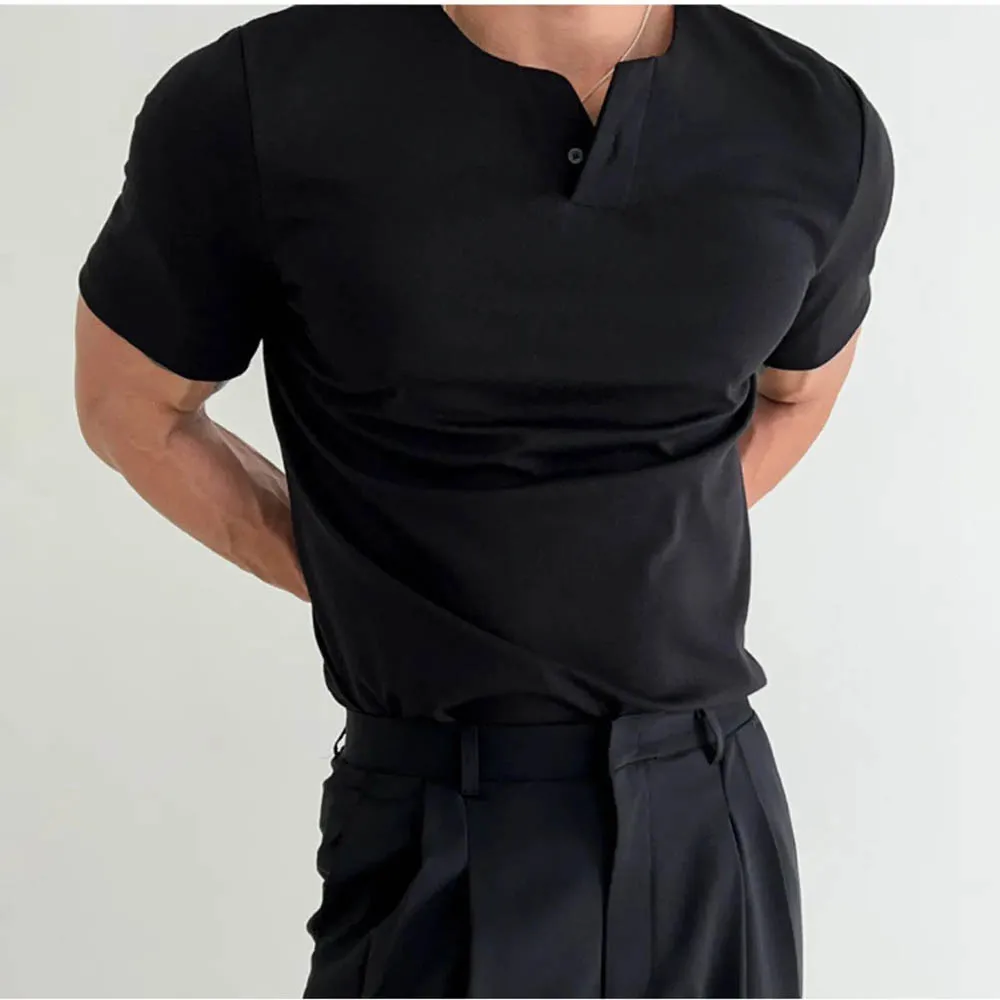 

Мужская однотонная спортивная футболка с короткими рукавами в американском стиле ретро, модные тенденции, свободные повседневные дышащие нишевые летние новые мужские топы