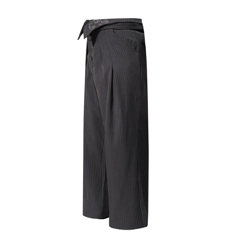 Designer Elegant Office Striped Casual Wide Leg Suit Pants Trousers for Women Men  Winter Spring Trending