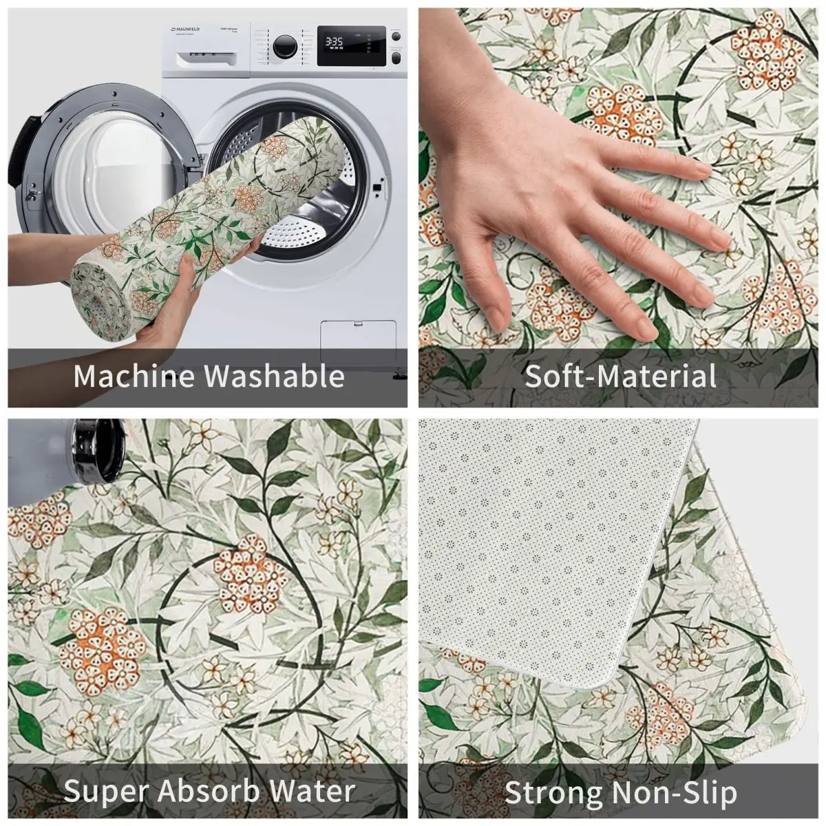 الياسمين بواسطة ويليام موريس المضادة للانزلاق ممسحة الكلمة حصيرة ماصة حصيرة السجاد البساط للمطبخ مدخل المنزل شرفة مسند القدم الحصير #4