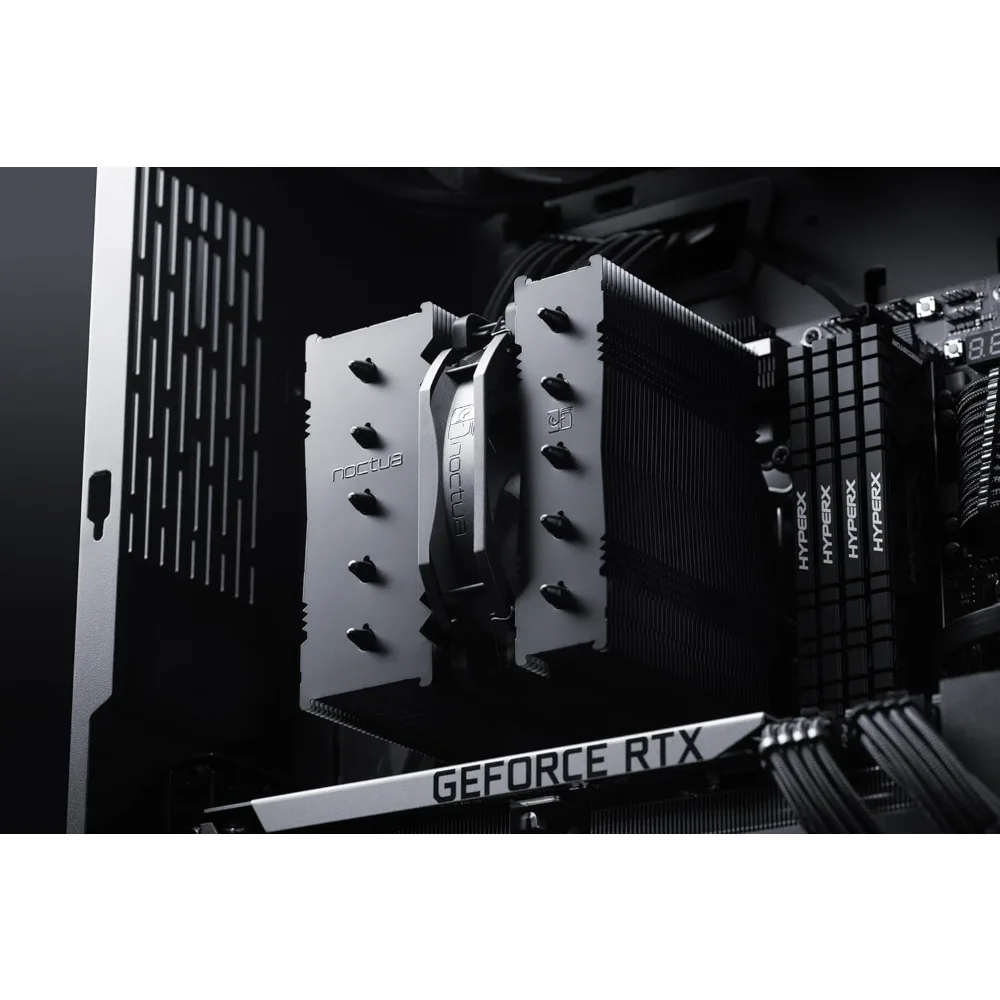 مبرد وحدة المعالجة المركزية ذو البرج المزدوج منخفض الارتفاع 120 مم، مبدد حرارة أداء هادئ مع لمسة نهائية سوداء #6