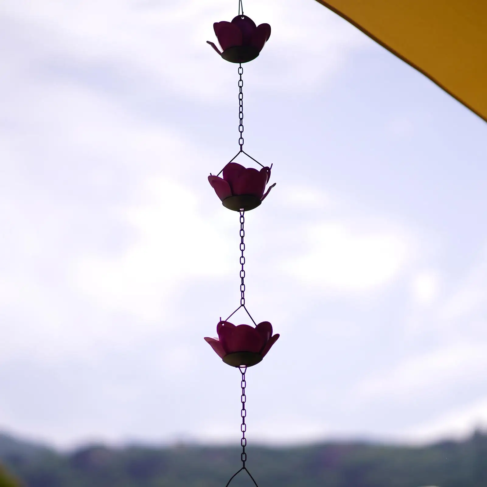 سلاسل المطر للمعادن الخارجية سلاسل المطر الوردية لأداة التقاط المياه الخارجية شديدة التحمل لسقف المنزل والحديقة والمنزل الخارجي #2