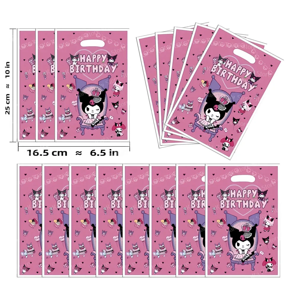 10pcs 16.5*25cm Kuromi Gift Bag Loot Bag Kid Girl Boy Birthday Party Supplies Sanrio Decorations Kids Boys Party Favors Toys