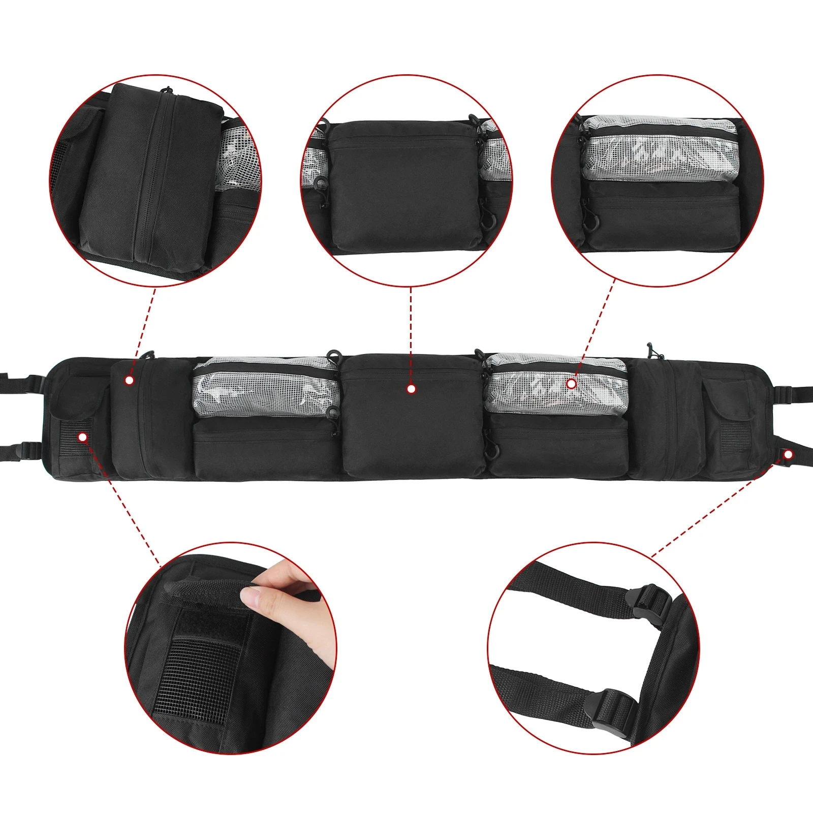 UTV Roll Cage Organizer Case Cargo Rear Storage Bag Gear Bags Tools Storage Solution For UTVs For Polaris Yamaha Universal