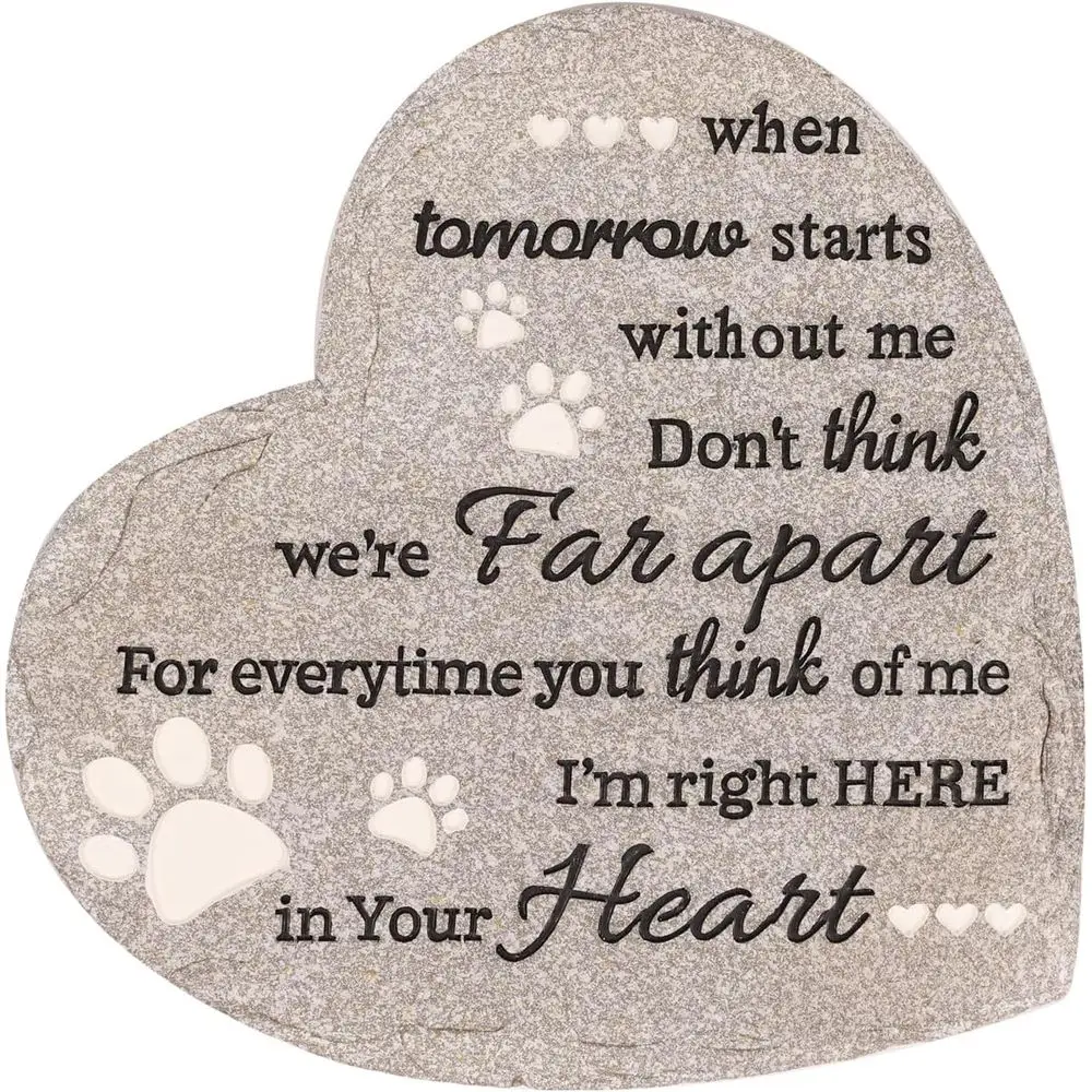 

Мемориальный камень в форме сердца 10 дюймов для собак и кошек - в память о вашем любимом питомце