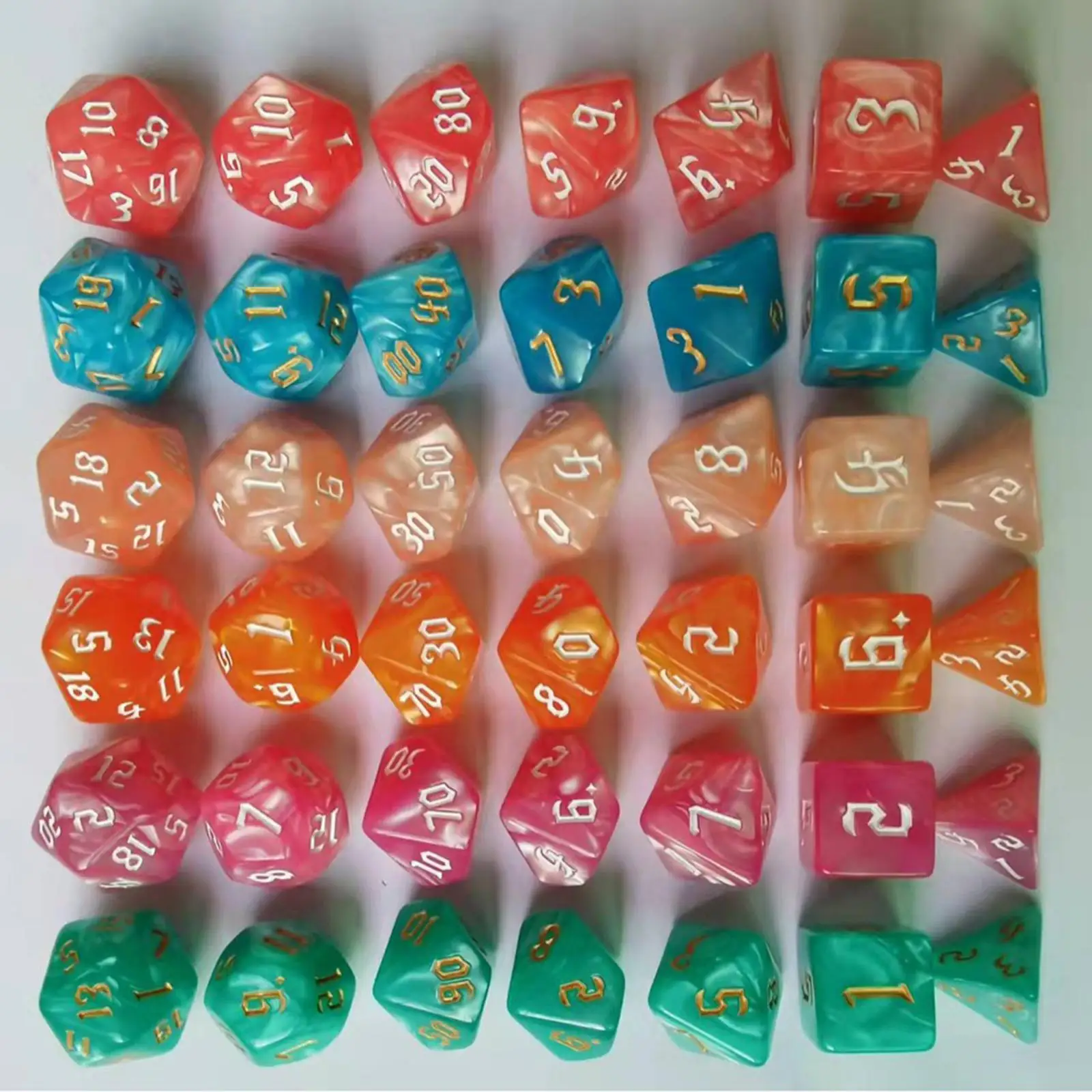 Juego de dados poliédricos de 42 Uds., dados rodantes para enseñanza de matemáticas, accesorios para juegos de mesa