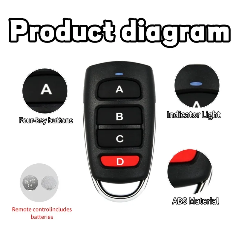 AC 220V 4 Channel Wireless Control Relay Switch 433MHz Remote Transmitter Universal for Garage Doors