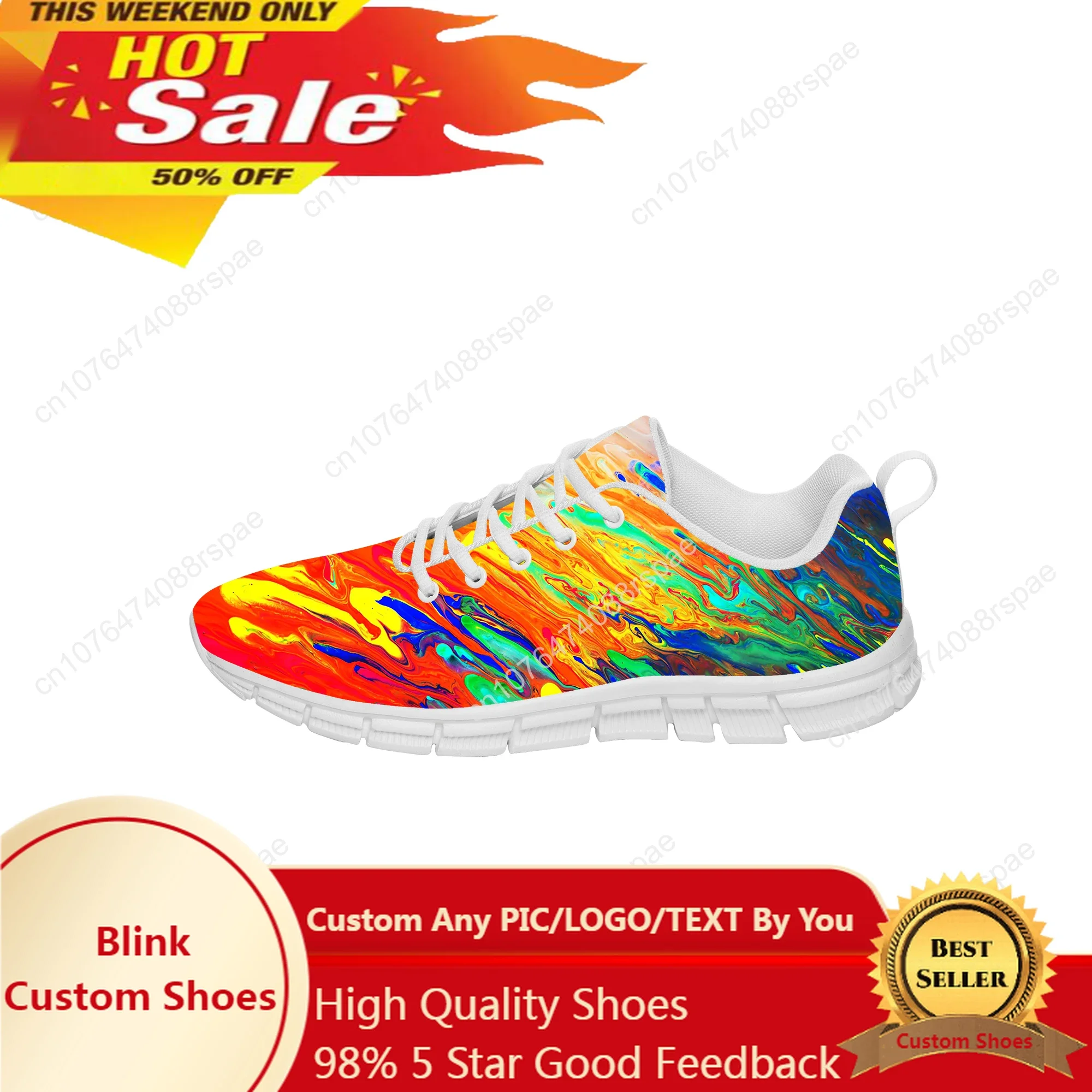 Chaussures de sport multicolores abstraites pour hommes et femmes, baskets décontractées pour adolescents, chaussures de couple personnalisées, chaussures de course blanches cool, haute qualité