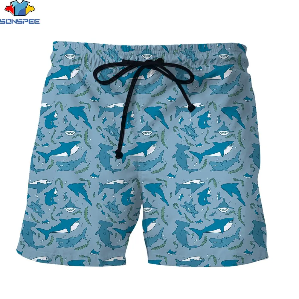 SONSPEE 3D Print Men\'s Shorts Animal Cute Shark Whale Underwater Sea Cartoon Harajuku Sport Running Casual Clothing Cargo Shorts