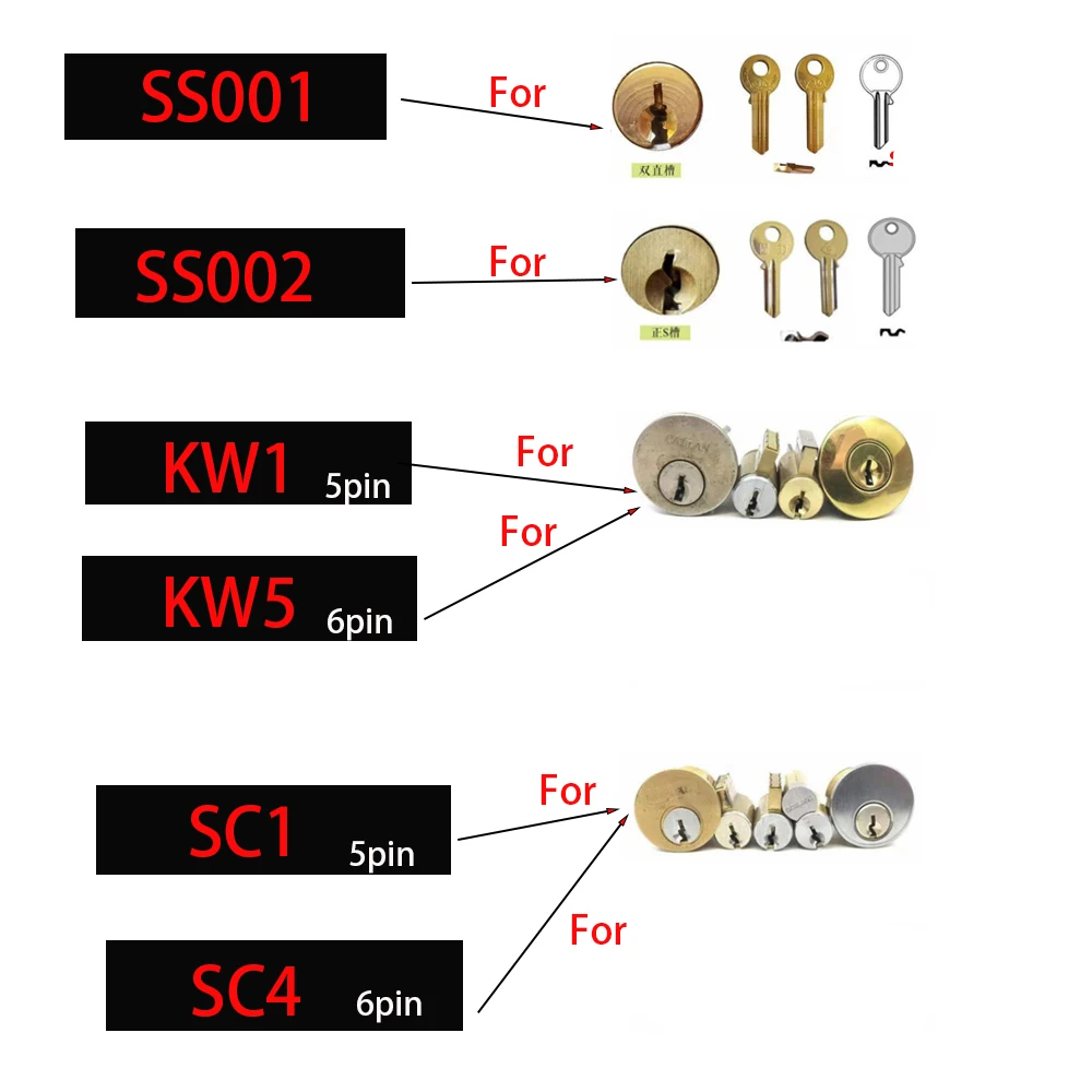 Lishi เครื่องมือ2 in 1 SC4 SS001 SS002 SS002R R52โปร KW1 KW5 SC1 M1 SC20/MS2 AM5ช่างทำกุญแจ R52L เครื่องมือสำหรับประตูบ้านล็อคแพ่ง
