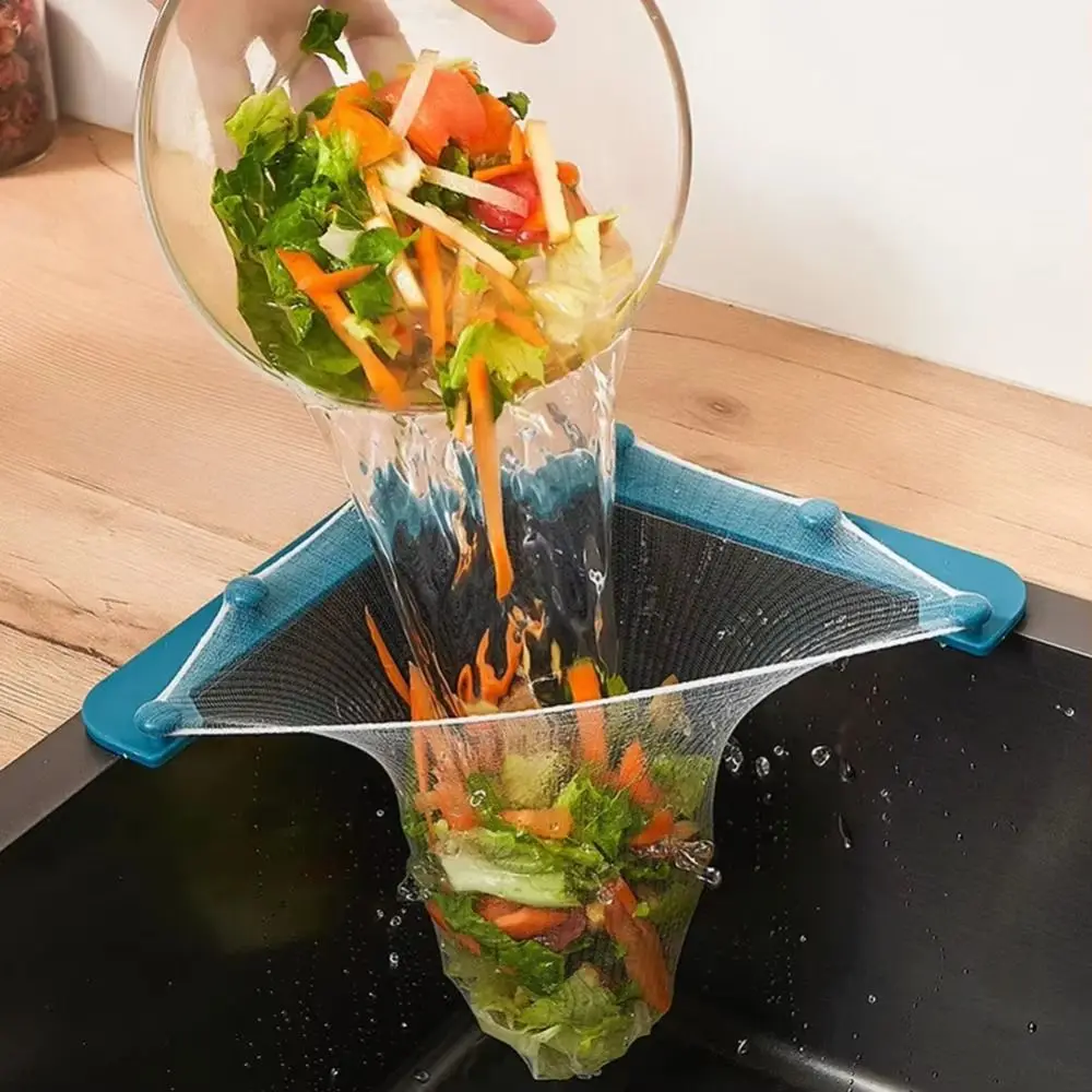 

Hanging Kitchen Triangle Drainage Rack High Efficiency Prevent Sewer Blockage Sink Strainer Drain Self-adhesive Large Capacity