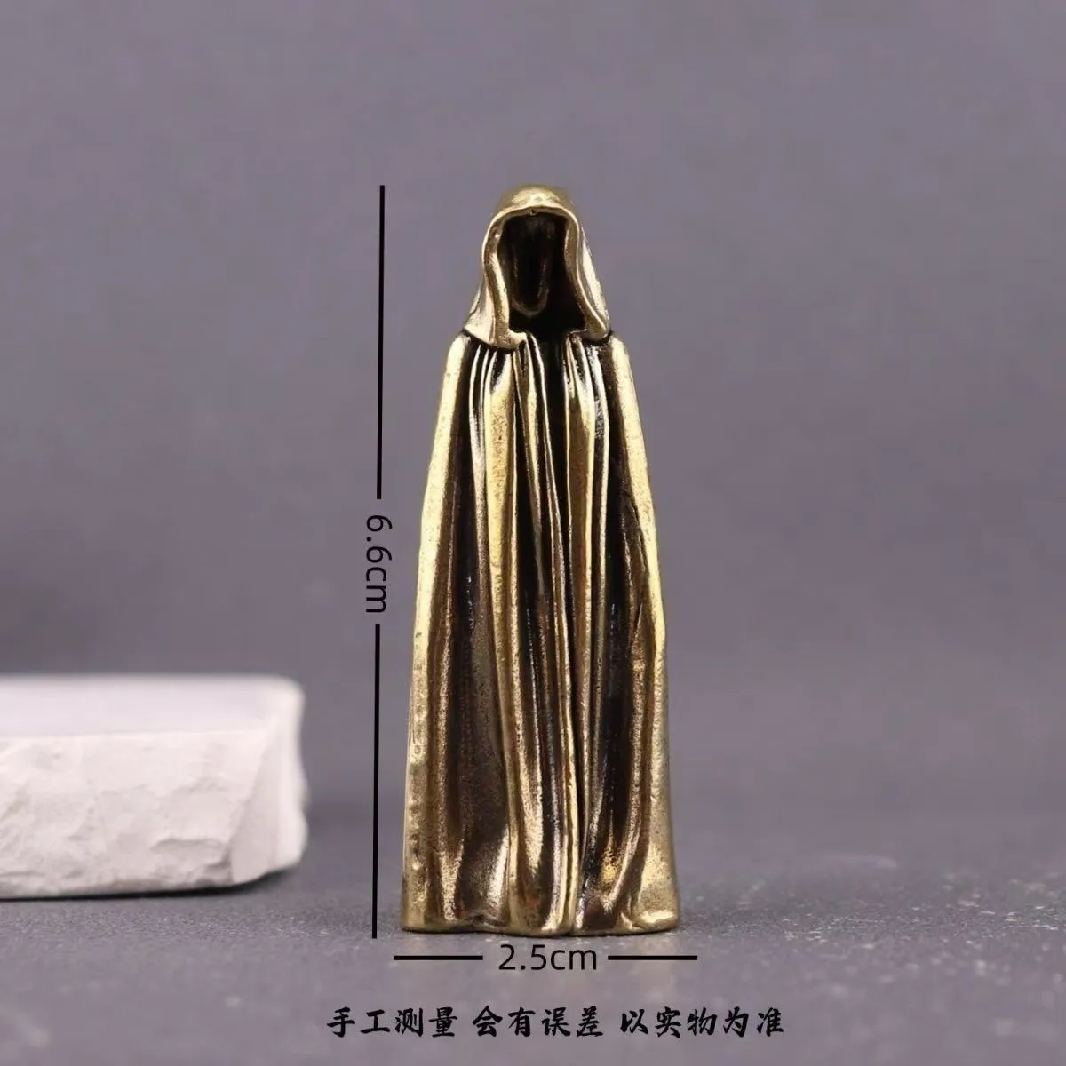 Brass Grim Reaper Mini Figurine Cloaked Specter Statue 6.6cm