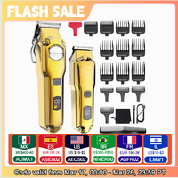 HATTEKER Professional Hair Clippers for Men, Cordless Metal Barber Clippers and Trimmers Set, Clippers for Hair Cutting Kit