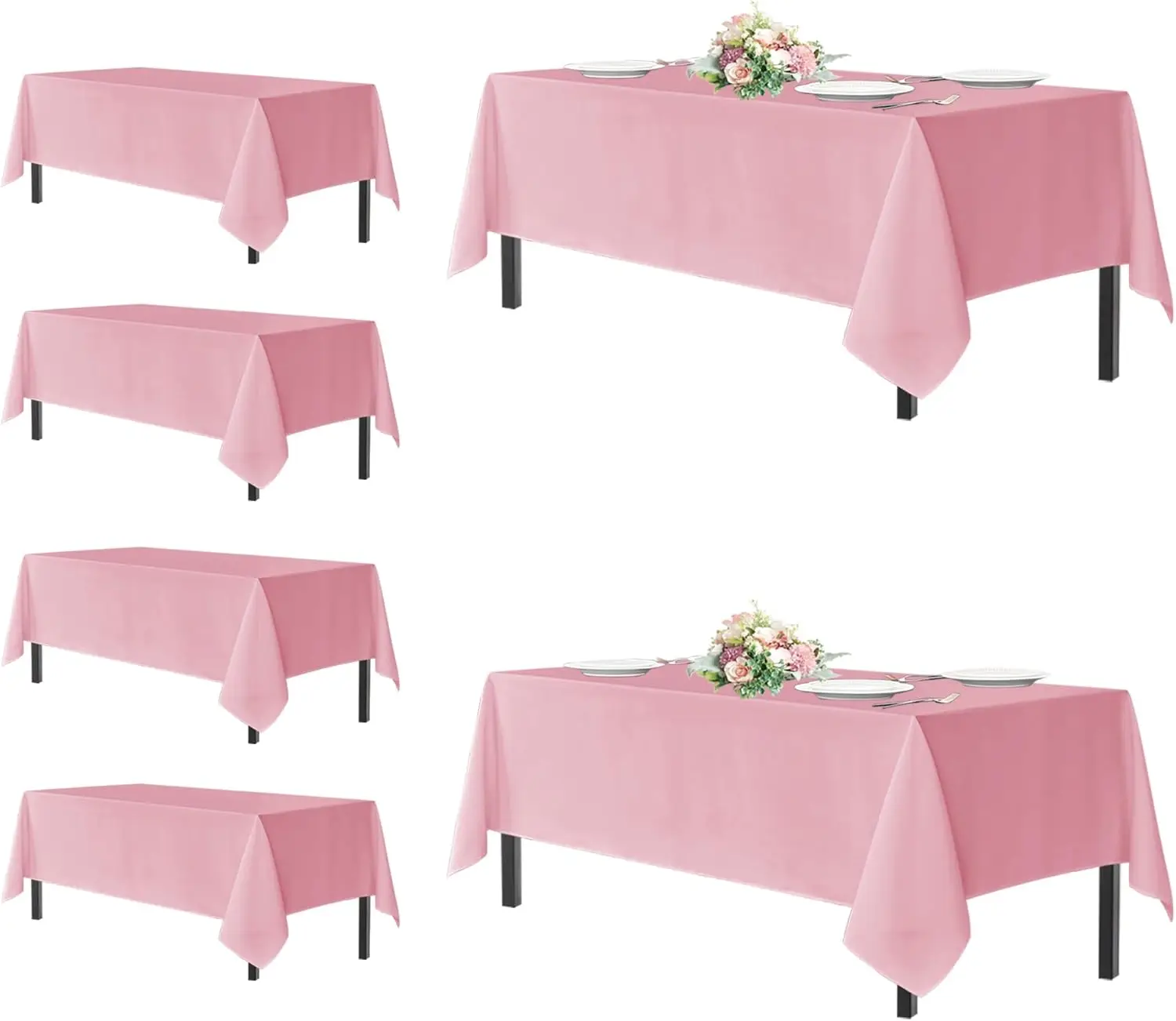 

Прямоугольные скатерти для столов длиной 8 футов, 6 штук в упаковке - моющиеся скатерти из полиэстеровой ткани для свадеб, рождественских вечеринок, дней рождения.