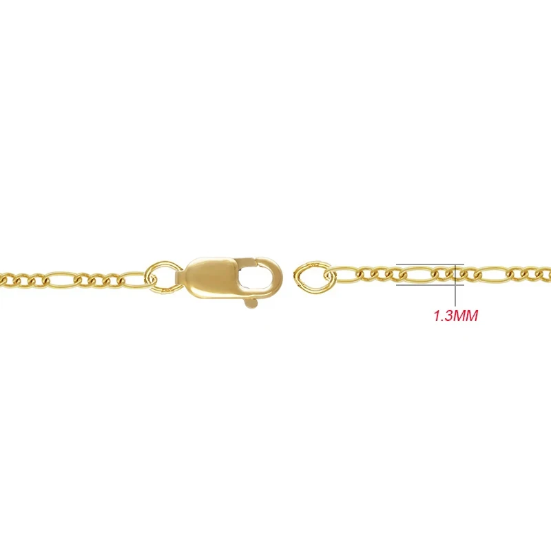 14K Gold Filled 1.3mm Figaro 3+1 Chain 40CM  Finished Necklace W/Lobster Clasp Jewelry Finddings Minimalist Women Jewelry