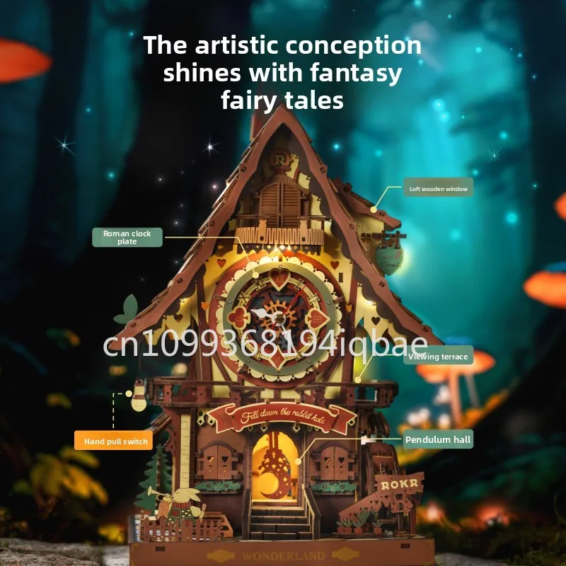 Cuckoo hot clock gift DIY handmade creative wooden assembly ornament model