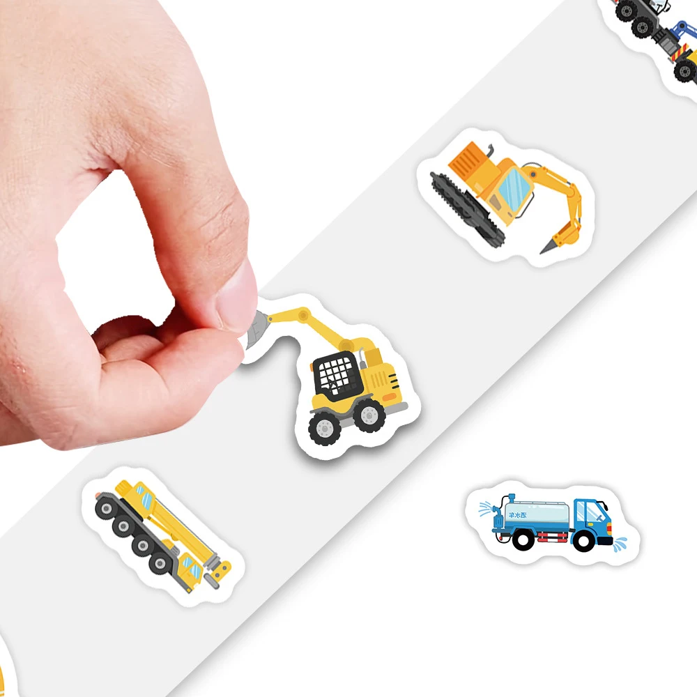 

500pcs/Roll Creative Engineering Graffiti Stickers Cute Excavator Truck Decals DIY Scrapbook Laptop Cartoon Sticker Fun for Toy