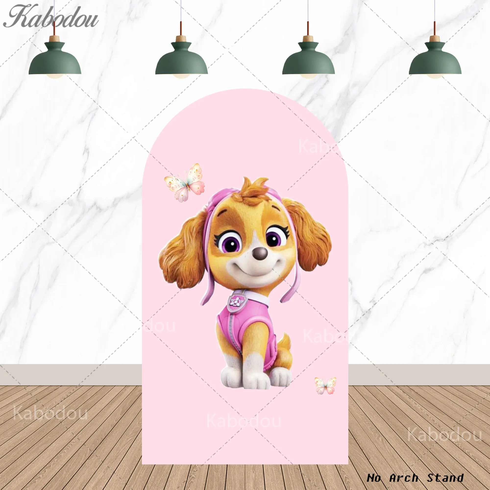 Paw Patrol Arch Achtergrond Feestdecoratie Cover Kinderen Meisjes Favoriete Verjaardag Babyshower Banner Skye Foto Roze Achtergrond Muur