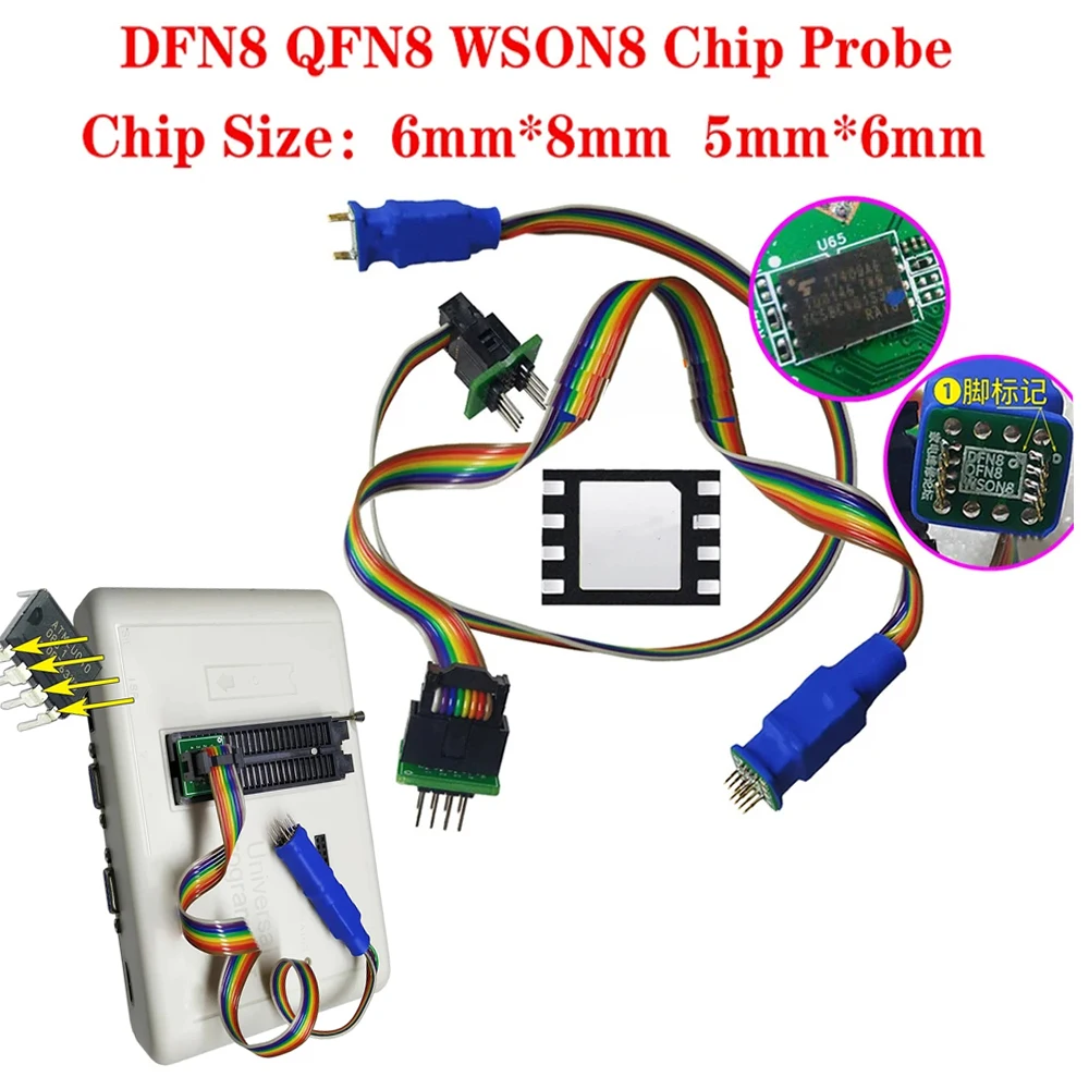 DFN8 QFN8 WSON8 Dip8 Chip Probe Line Read Write Burning Needle-Probe 1.27 6x8mm 6X5mm Programmer Adapter Test Probe for RT809h