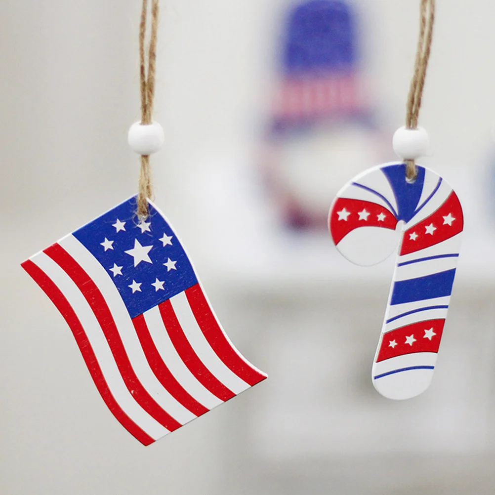 

12Pcs Exquisite Wooden Independence Day Hanging Decor Festival Party Adornments Patriotic Decorative Accessories